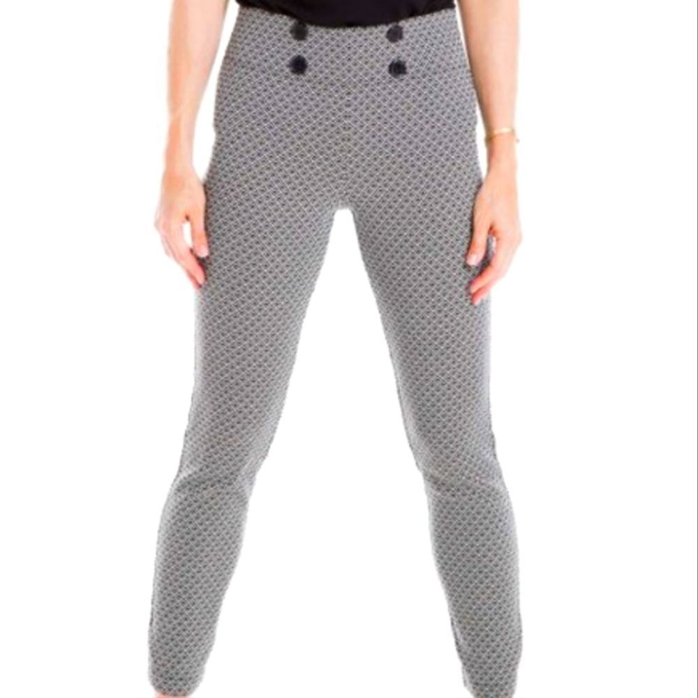 Max Edition Geometric Button-Accent Skinny Pants